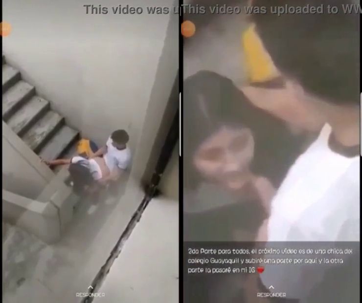 Se escapan de educacion fisica y son pillados cogiendo en las escaleras